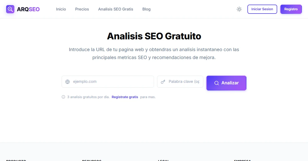 ARQSEO - Herramienta de análisis SEO online de ARQSEO