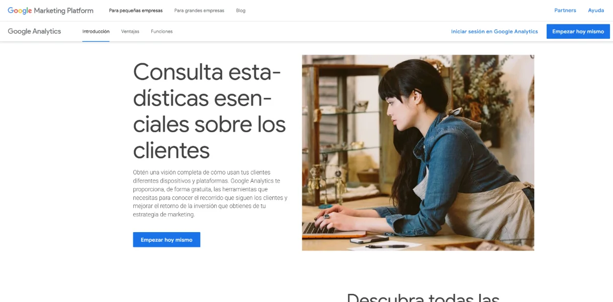 Página principal de Google Analytics — herramienta SEO profesional