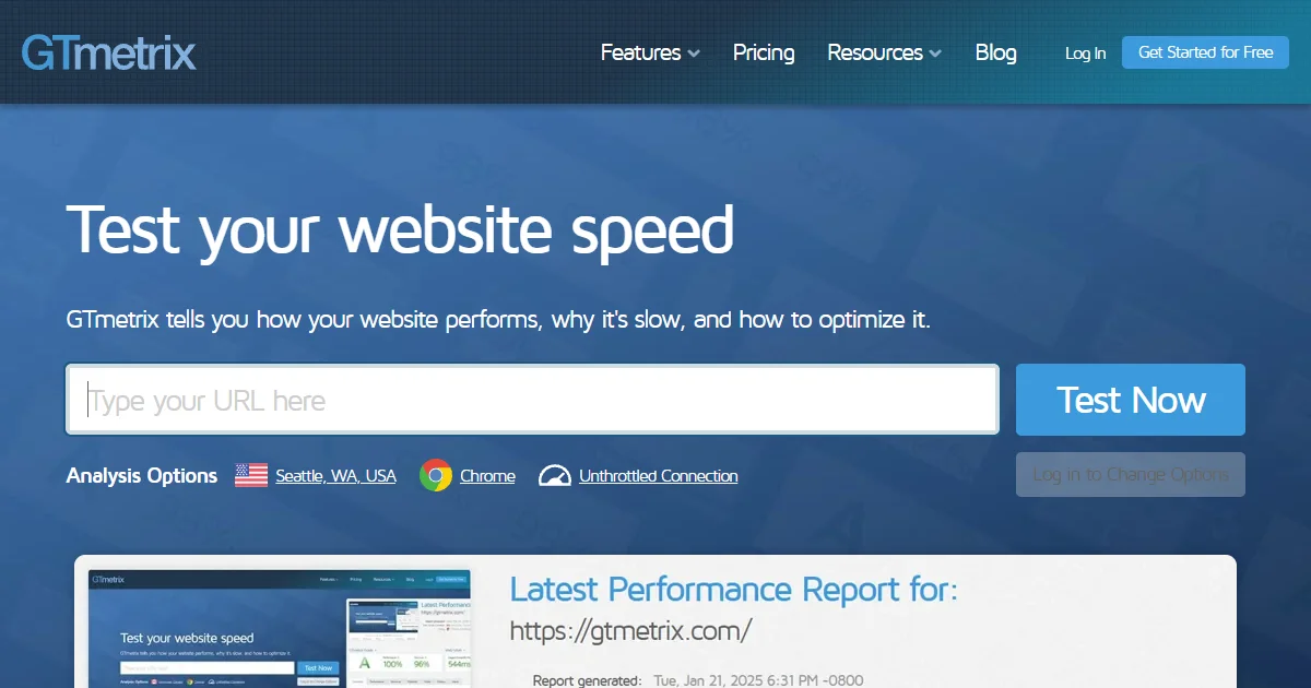 GTmetrix — herramienta SEO gratuita